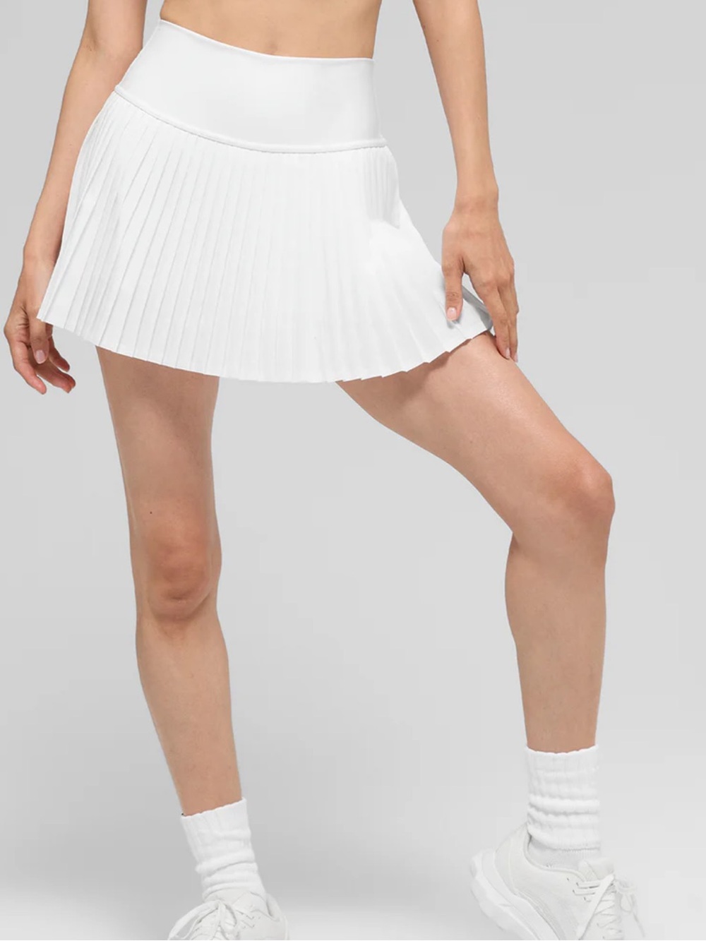 Alo Yoga Crisp White Varsity Pleated Skater Skirt S